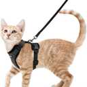 rabbitgoo Cat Harness and Leash for Walking, Escape Proof Soft Adjustable Vest Harnesses for Cats, Easy Control Breathable Reflective Strips Jacket, Black, XS