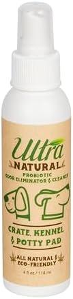 Pack of 2 ULTRA NATURAL Crate, Kennel, & Potty PAD PROBIOTIC Odor Eliminator 4 OZ Spray