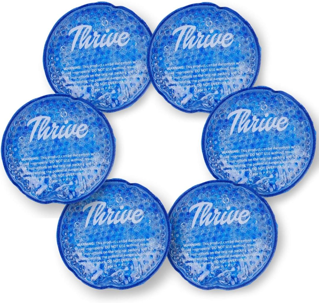 Thrive Reusable Ice Packs for Injuries - Gel Ice Pack Set, Hot & Cold Compress, Postpartum Breast & Eye Cold Compress, 6 Count, Blue