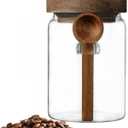 ANSQU Glass Jar with Wooden Lid & Spoon, 27oz Food Storage Containers Coffee Jar Coffee Grounds Container, Glass Food Storage Canister (1 Pack)