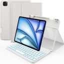 Keyboard Case for iPad Air 11 inch (M3/M2, 2025/2024)/ iPad Pro 11 inch (1st, 2nd, 3rd, 4th Gen)/ iPad Air 5th 4th Generation, 7 Colors Backlit Detachable Wireless Keyboard Cover with Pencil Holder