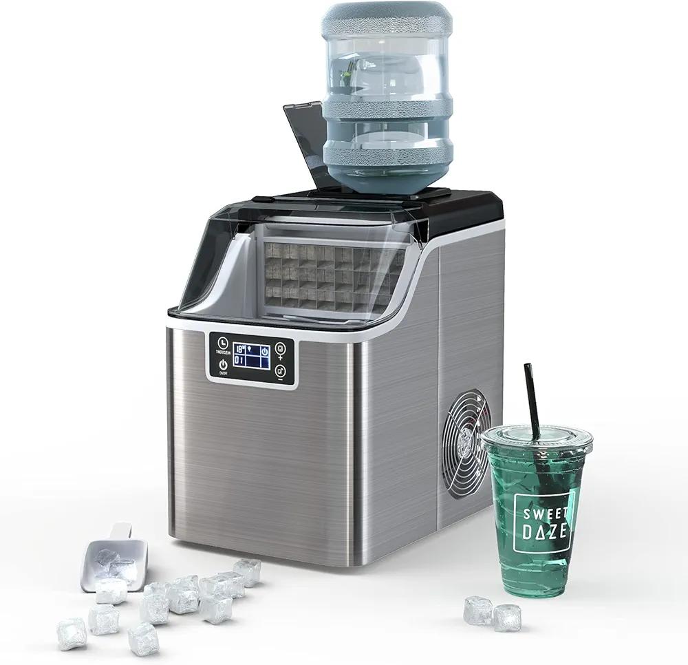 Countertop Ice Maker, 40LBS/24H Portable Compact Ice Machine with Top Inlet Hole, Auto Self-Cleaning Function, 24 pcs Ice Cube in 15 Mins, Ice Scoop and Basket Perfect for Home, Party, Office