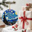 2 x Artistic Starry Night Christmas Ornaments: Christmas Tree Decorations & Holiday Ornaments  Holiday Presents, Gift Ideas for Friends, Coworker, Family, Art Lover, and Van Gogh Fan