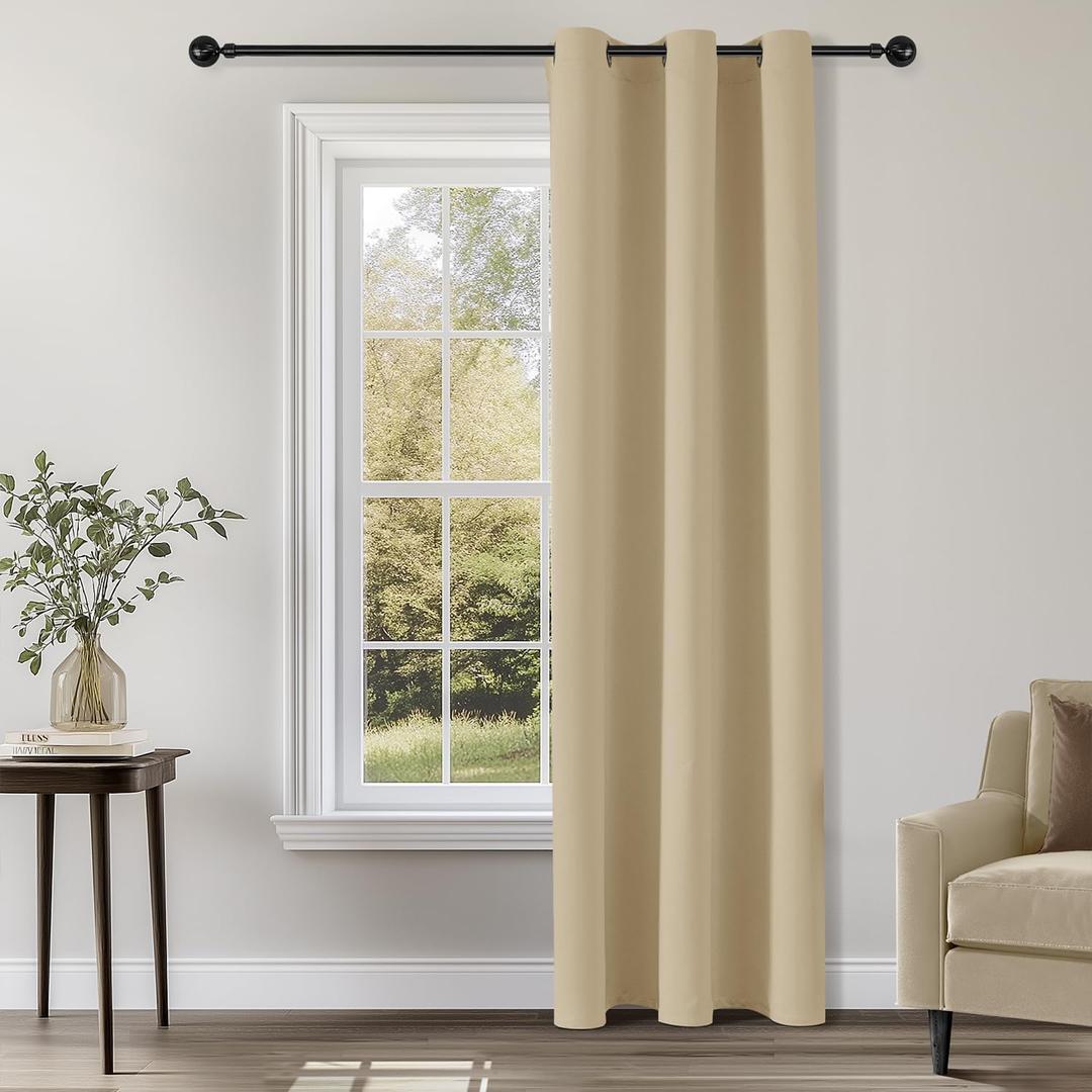 ChrisDowa Blackout Curtains 72 inches Long for Bedroom - Grommet Thermal Insulated Room Darkening Curtains for Living Room (1 Panel, Biscotti Beige, 42 x 72 Inch)