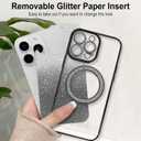 TEAUGHT Bling Magnetic Case for iPhone 15 Pro [Compatible with Magsafe], Cute Glitter Diamond Rhinestone Luxury Plating with Camera Protection, Slim Shockproof Cover for Women Girls, Black