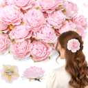 40 Pack Peony Flowers Hair Clip Set 3.1 Inch Flowers Hairpin Brooch Artificial Bridesmaid Pin up for Women Peony Hair Accessories Clothing Wedding Travel Birthday Party (Pink)