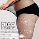 SUREPOCH Powerhouse Sturdy Radiant Rhinestone Fishnet Stockings, Plus Size Tights Club Outfits for Women (Medium-X-Large, Black)