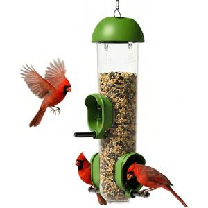 LONA Bird Feeders for Outdoors, Tube Feeder Weatherproof with Multiple Hanging Methods, Wild Bird Feeding Silo for Outside, 3 Port