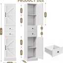 Tall Bathroom Storage Cabinet with 2 Doors and 2 Drawers, Narrow Storage Cabinet with Sturdy Base & Adjustable Shelves for Small Space, Floor Cabinet for Bathroom, Kitchen, White (11.8" W)