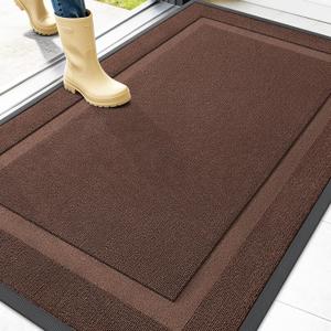 OLANLY Front Door Mat Outside 47x32, All-Season Heavy-Duty Rubber Doormat | Chocolate Brown, Absorbent, Stain and Fade Resistant, Non-Slip Backing, Low-Profile Indoor Outdoor Floor Mat for Entryway