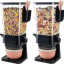 Cereal Dispenser Countertop Black 2 Pack with Bowls Spoons Cutlery Box, 5.5 QT Dry Food Dispenser Snack Organizer Containers Storage for Pantry Kitchen Organization Oatmeal Nut Granola Candy