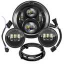 7 inch Motorcycle LED Headlights 4.5" Fog Passing Lights DOT Kit For Harley Davidson Road King Ultra Classic Street Glide Heritage Softail Switchback Electra Glide CVO Tri Glide harley headlight