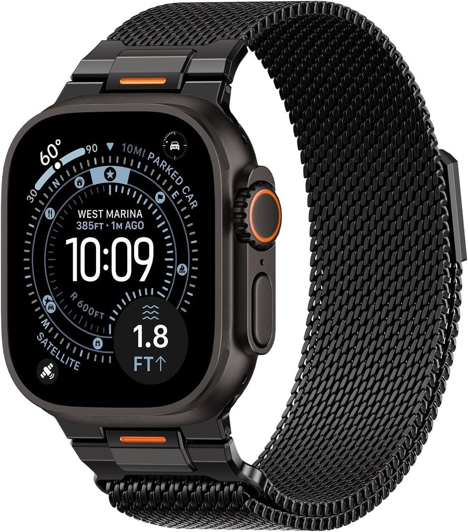 BXUXOHS Milanese Loop- Compatible with Apple Watch Ultra 3 2 1 Band for Men 49/46/45/44/42mm(S3/2/1),Magnetic Mesh Metal Strap Wristband for iWatch SE 3/2 Series 11/10/9/8/7/6/5/4 Ultra