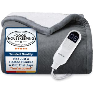 Bedsure Heated Blanket Throw Blanket - Fast Heating Electric Blanket with Over-Heat Protection, Soft Flannel Throw with Auto-Off, Warm Gifts for Grandma & Grandpa & Seniors (50"x60", Grey)
