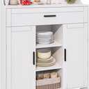 Storage Cabinet with Doors and Drawers, Kitchen Storage Cabinet with 1 Large Drawer,2 Doors,and 2 Adjustable Shelves,for Bathroom/Kitchen/Living Room/Entrance Hall (White)