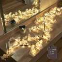 LITBLOOM Cherry Blossom Garland with Lights Battery Operated with Timer 96 Fairy Lights, Lighted Flower Garland 6FT for Mantle Firepalce Wedding Party Decoration Indoor Outdoor