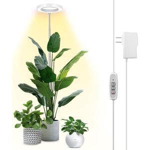 LBW Plant Grow Light, 72 LEDs Full Spectrum Grow Lights for Indoor Plants, 56in Large Grow Lamp with 4/8/12H Auto Timer & 4 Dimmable Brightness, Height Adjustable, Ideal for Tall Plants (White)