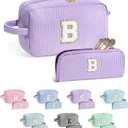 YOOLIFE Gifts for Teen Girls - Personalized Initial Makeup Bag, Birthday Gifts for Women Sister Friend Daughter Girls Kids ("Purple)