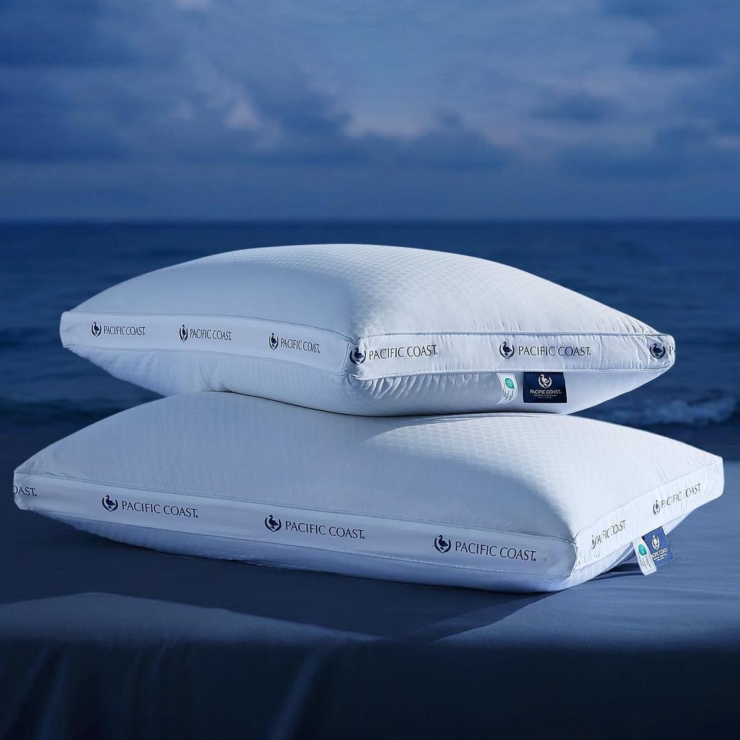 Pacific Coast King Size 2 Pack ArcticLayer Adjustable Breathable Cooling Pillows, Triple-Layer Hotel Quality Cushion, Oeko-TEX & RDS Certified, Orthopedic Support for Side/Back/Stomach Sleepers