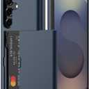 Nvollnoe for Samsung Galaxy S25 Case with Card Holder Dual Layer Heavy Duty Protective Case Hidden Card Slot Slim Wallet Cover for Samsung S25 6.2''(Blue)