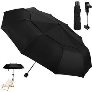 Chair Umbrella with Universal Clamp, Portable Canopy Sunshade, Adjustable 360° Swivel, UPF 50 Plus UV Protection, Clip On Umbrella for Beach Chair, Camping Chair Patio, Stroller, Wheelchair Golf Cart