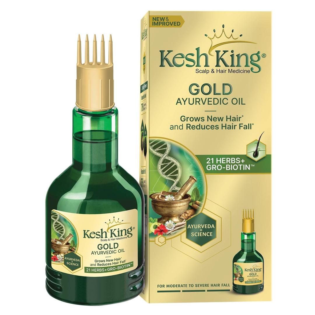 KESH KING Ayurvedic Hair Oil | Herbal Oil with Bhringraj & Amla | Enhance Hair Growth | Reduce Hairfall | Nourishes Scalp | Provides Long & Thick Hair | 3.38 Fl Oz/100ml