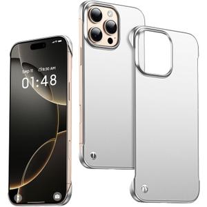 Ultra Thin Frosted Designed for iPhone 17 Pro Max Frameless Case 6.9 inch Slim Minimalist Lightweight Matte Hard Cover Protective Borderless Case- Silvery
