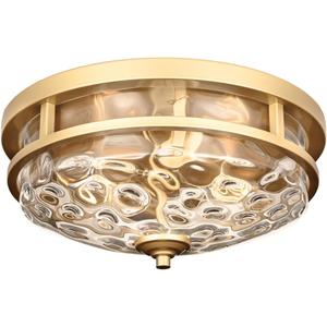 Edwarmlux Flush Mount Ceiling Lights, 2-Light Farmhouse Close to Ceiling Light, Industrial Ceiling Lighting Fixture for Kitchen Hallway Bedroom Living Room Stairways Porch (Gold)