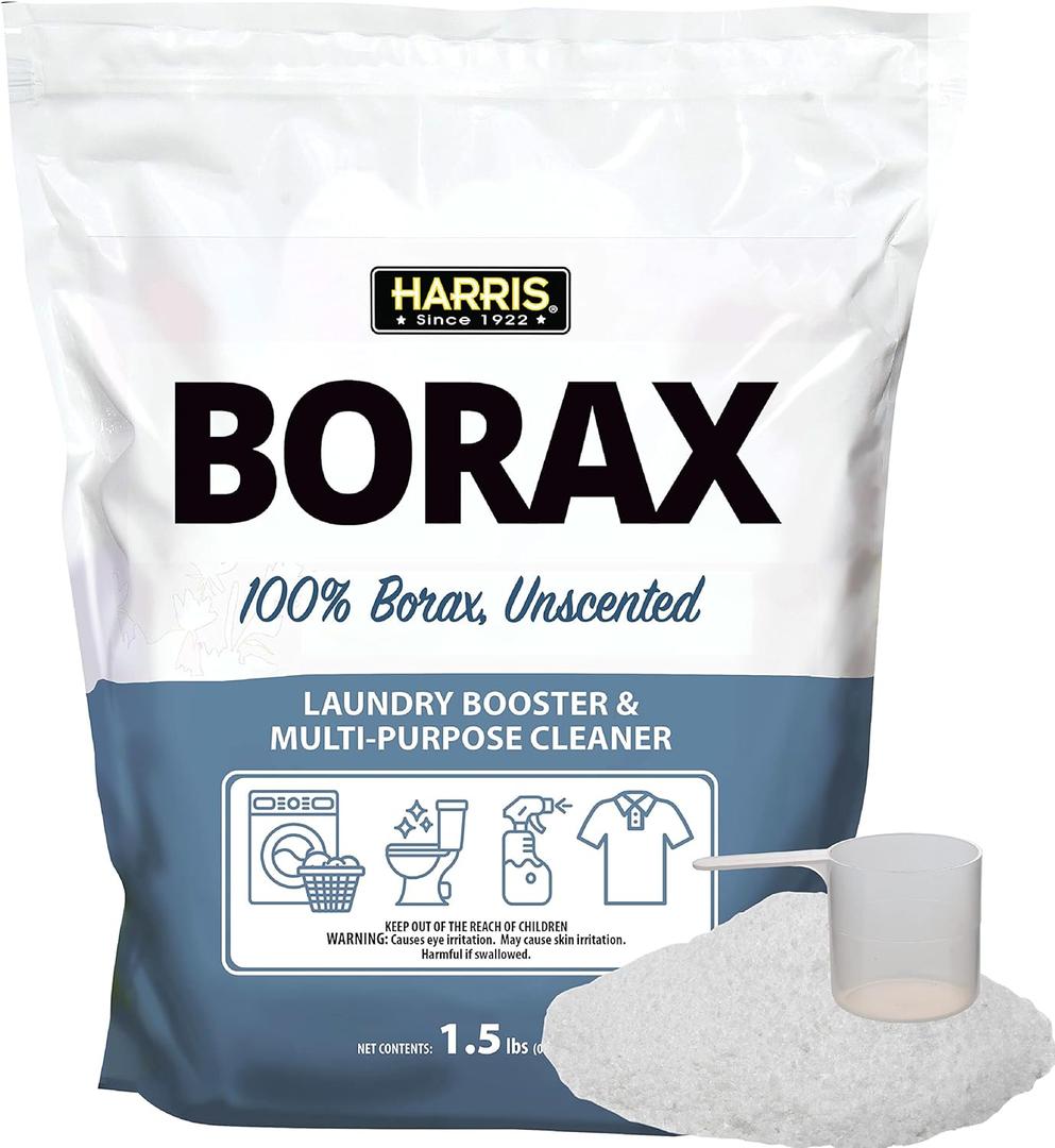 Harris Borax Powder Hard Water Laundry Booster and Powerful Multi-Purpose Cleaner, 1.5lb (Unscented) (24 Ounce (Pack of 1))