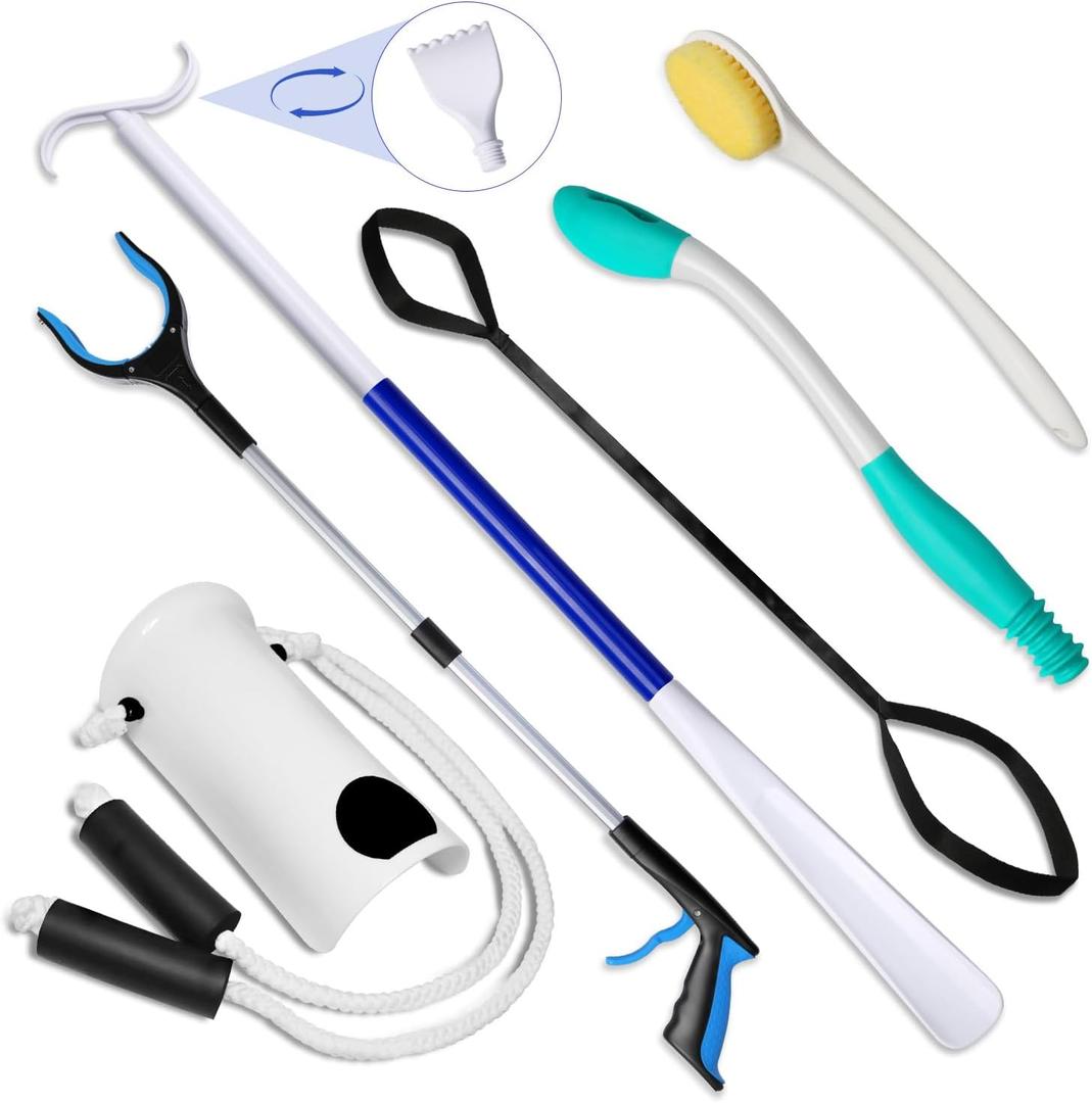 7PC Hip Kit, Hip Kit for Seniors, Surgery Recovery Items, Hip Replacement Kit After Surgery, Hip Replacement Recovery Kit with Grabber,Sock Aid,Leg Lifter,Dressing Stick,Shoehorn,Back Scratcher