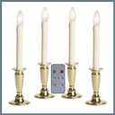 Celestial Lights Set of 4 Battery Operated Window Candles with Remote Control - (Shiny Brass)