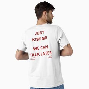 Just Kiss me Shirt White  Medium