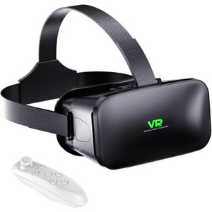 3D VR Headset, Virtual Reality 3D VR Glasses, Anti-Blue Light Adjustable 3D Headset Helmets for iPhone or Android Compatible with 4.5” to 6.7” inch with Controller(Black)