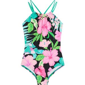 Kanu Surf Girls Jasmine Beach Sport Halter One Piece Swimsuit (2T, Darcy Black/Pink)