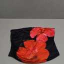 Women's Y2K Floral Tube Top Sleeveless Crop Strapless Tops Slim Fit Hibiscus Bandeau Top (Medium, Black Red)