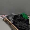 Berlune 7 Pcs Halloween Witch Costume Set for Women Black Witch Hat Cape Black Long Hair Green Gloves Velvet Stockings Rings Movie Halloween Outfit Party Cosplay