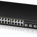 16 Port 2.5G Network Ethernet Switch, 16 x 2.5Gb RJ45 Ports, 4 x 10G SFP Slots, 240Gbps Switching Capacity, Desktop or Rack Mount/Metal Case/Fan Cooling/Plug and Play Unmanaged