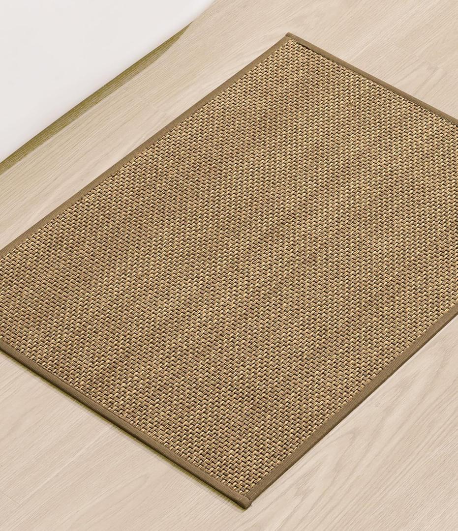 YIHOUSE Bathroom Rugs Mat 17x24- Small Non Slip Bath Mat Quick Dry Absorbent, Thin Bathroom Rugs Fit Under Door, Neutral Easy Jute Beige 17"x24"