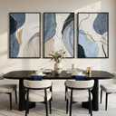 Large Framed Abstract Wall Art for Living Room, Set of 3 Modern Canvas Artwork for Wall, Blue Gray Minimalist Prints Paintings for Bedroom Hallway Office Wall Decor, 24 x 36 Inch