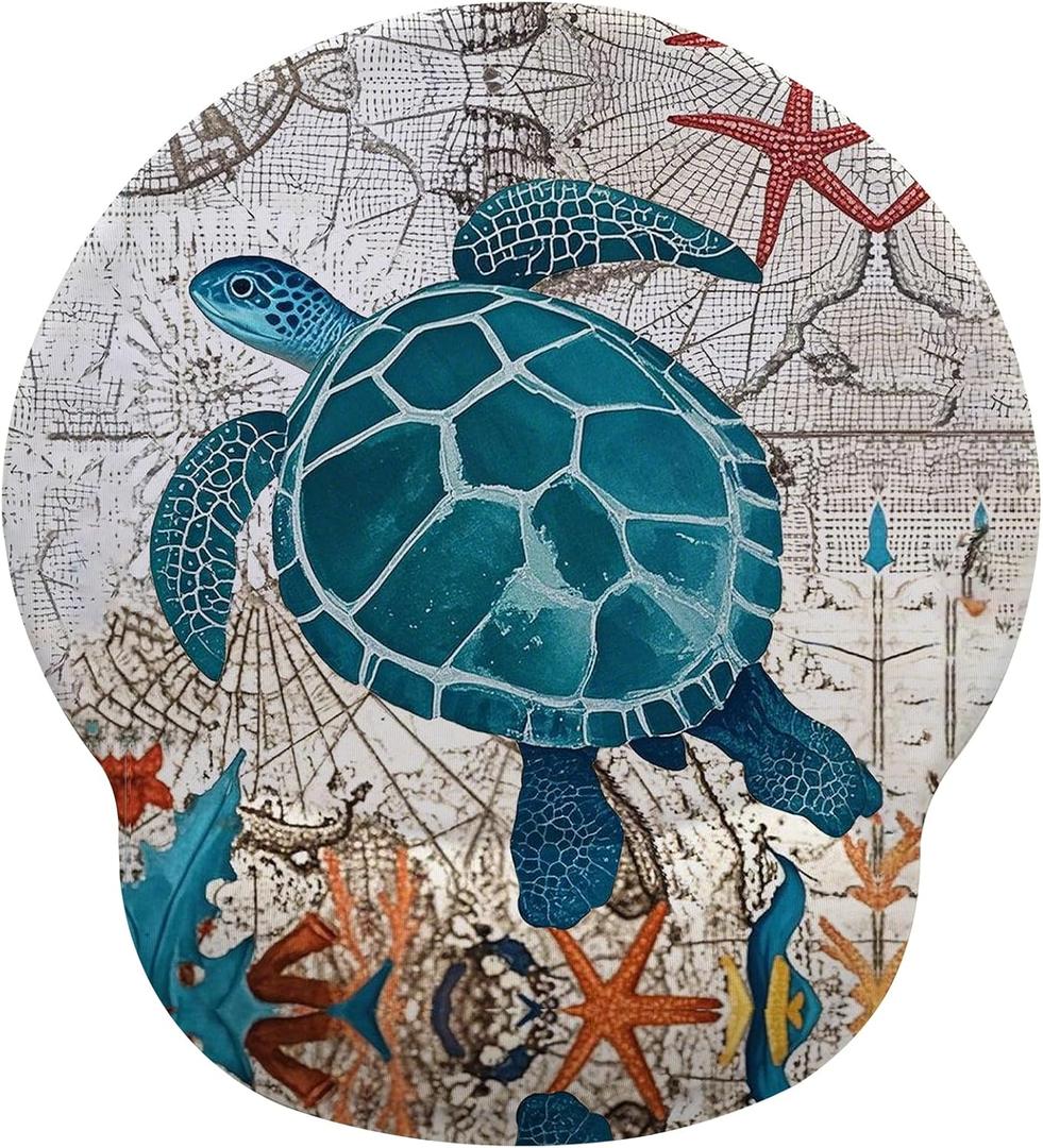 Sea Turtle Mouse Pad with Gel Wrist Support, Smooth Surface Ergonomic Mouse pad, Non-Slip Pain Relief Desk Mat for Gaming, Work & Office Desktop 1