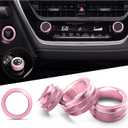 Polodunn for 2020-2025 2026 Toyota Corolla & 2022-2025 2026 Corolla Cross Accessories, 4pcs Aluminum Alloy Knob Cover Trim Set - Rearview Mirror Switch, AC & Push Start (Pink)