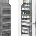 Over The Door Organizer Hanging with 5 Large & 6 Side Pockets 5 Tier Behind Door Storage 50 lbs for Closet, Nursery, Bathroom Door Organizer, 1 Pack, Grey