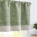 jinchan Geometric Striped Boho Valance Curtains Blackout Double Layer Valance for Windows 18 Inch Farmhouse Window Treatment for Kitchen Living Room Bedroom Rod Pocket 1 Panel Green