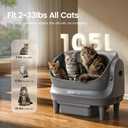 Self Cleaning Litter Box, Open Top 105L Automatic Litter Box for Multiple Cats, App Control, Safety Sensor, Anti-Pinch, Includes Mat & Liner - Gray