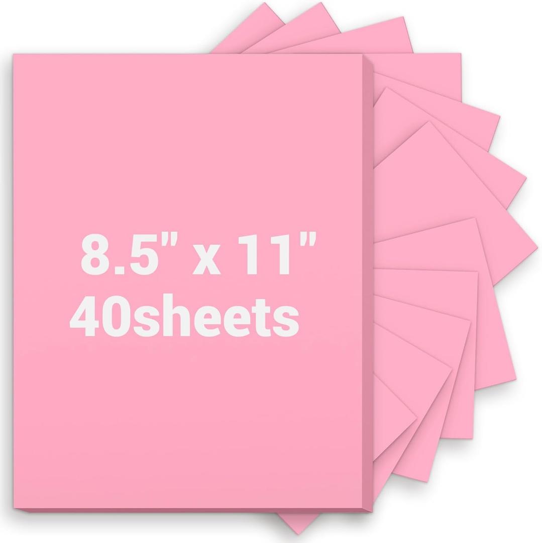 Cardstock 8.5 x 11, Thick Printer Paper 75 lb/200 gsm, 40 Sheets Card Stock Pink, Heavy Card stock, Art CardStock Paper for Invitations, Diy Cards, Business Cards, Menus, Crafts, Drawing etc
