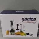 Ganiza Immersion Blender Handheld, 6 in 1 Hand Blender Stainless Steel Blade, 15 Speed Stick Blenders Electric, 800ml Mixing Beaker, 600ml Chopper, Whisk, Frother, Potato Masher (Black)