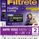 Filtrete 16x25x4, AC Furnace Air Filter, MPR 1550 DP, Healthy Living Ultra Allergen Deep Pleat, 2-Pack (actual dimensions 15.88 x 24.56 x 4.31)