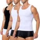 Arjen Kroos 3 Pack Mens Compression Tank Top Shirts Athletic Undershirt Body Shaper Tummy Control Shirt for Men (XX-Large)