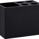 Resin Matte Black Toothbrush Holder - 5 Slots Bathroom Storage Stand Organizer for Toothbrushes, Make-up Brushes & More​