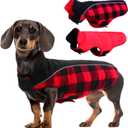 Kuoser Dog Winter Coat, Reversible Waterproof Dog Jacket with Reflective Strip, Warm Dogs Fleece Vest Adjustable Doggy Cold Weather Clothes Plaid Christmas Outfit Pet Apparel for Small Dogs, Red XS (X-Small (Chest Girth: 9.4-13.8'' ))